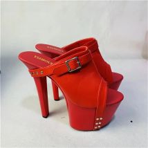 Fashion and sexy 17 meter high heel slipper, 7 inch handmade rivet waterproof platform, model stage high heel slipper