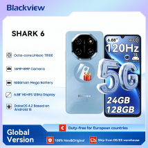 Blackview SHARK 6 AI Smartphone Android 15 Unisoc T8100 5G Teléfono móvil Pantalla de 6,88 pulgadas 120 Hz, 8 + 16 GB de RAM, 128 GB + 2 TB de ROM, 5000 mAh