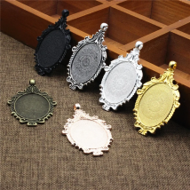 Fit 30x40mm Oval  Cabochons Zinc Alloy  Pendant Tray Cameo/Glass/Cabochon Frame bezel Settings Blank Base  5pcs/lot K05296