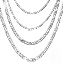 U7 Solid 925 Sterling Silver Chain Necklace for Men Women Twised Rope Italian Figaro Cuban Curb Chains Stackable Unisex Jewelry