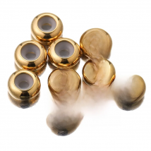 10pcs Gold Plated Stainless Steel European Round Stopper Clip Silicone Rubber Smooth Spacer Bead Fit Bracelet Bangle DIY Jewelry