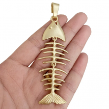 2 x Large Fish Bone Skeleton Matt Gold Color Charms Pendants for Necklace Jewelry Making Findings Accessories 97x33mm