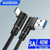 Cavo USB C 5A Gomito da 90 gradi Caricatore rapido per telefono Cavo dati di tipo C per iPhone