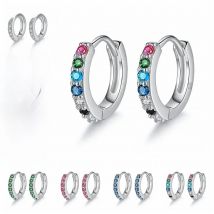 Drop Shipping Genuine 925 Sterling Silver Hoop Earrings Super Beautiful Female Jewelry Bright Crystal Earrings For Women Girls