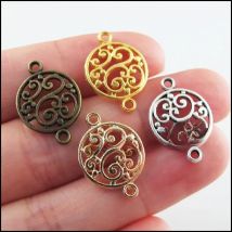 40Pcs Tibetan Colors Flower Charms Connectors 14x20.5mm