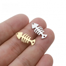 Aivlo 5pcs/lot Stainless Steel  Fishbone Pendants Charm for Jewelry Making Gold Color Fish Bone Pendants Charm Fish Bone