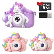 2.0" Kid's Camera 20MP 1080P HD Toddle Selfie Camera Cute Cartoon Digital Cmaera Toy With 32GB Card Gift For Girls & Boys