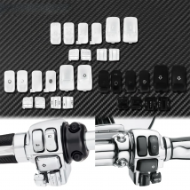 10 pcs Motorcycle Black Chrome Hand Control Switch Housing Buttons Caps For Harley Touring FLHX FLTRX Street Electra Glide 96-Up