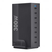 New Style 300W Gan C Fast Charger PD100W Vertical Stripe 8-port Charging station HUB Fast Compact GAN charger power adapter