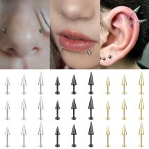 AOEDEJ 1 PC 16/18G Stainless Steel Lip Studs 6/8/10MM Labret Piercing Spike Cone Shape Earring Helix Cartilage Piercings Jewelry