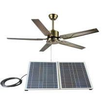 52" 3-speed Settings Outdoor Solar Panel Ceiling Fan For Home Sunroom Patio Porch Pergola Gazebo Breezeway Veranda Shelter Lanai