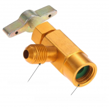 R134A Self-Sealing Manual Refrigerant Can Tap Dispenser Bottle Opener Valve Tool with 1/2" ACME Female & 1/4" SAE Male Connector