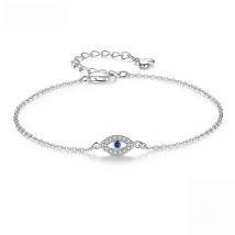 KALETINE Lucky Evil Eye Bracelet 925 Sterling Silver Bracelets for Women Blue Stone CZ Turkey Adjustable Men Jewelry KLTB099