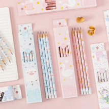10Pcs/Lot Cartoon Boxed Standard Wood Pencil With Eraser Writing Drawing Tool School Office Supply Student Pencils Kids Gift
