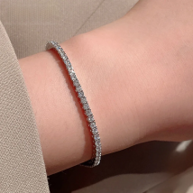 Pure 925 Silver Jewelry 15-21CM Tennis Bracelet 2mm Zirconia Anniversary Gift Real Sterling Silver Bangle Bracelets