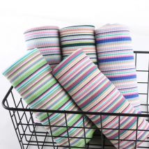 Striped Ribbed Cotton Ribbed Rainbow Stretchy Knitted Fabric By Half Yards For Making Cuffs, Doll Costumes, Ladies Dresses