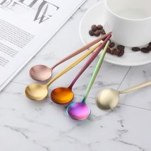 High Quality 18/10 Stainless Steel Small Tea Spoon Flatware Set Mini Tea Spoons Set Colorful Coffee Spoon Gold Silver Scoop Set