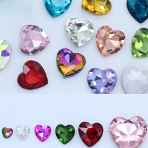 All Colors 8-27MM  Hearts Shape Hand Craft Pointback Rhinestones Glass DIY Crystal Rhinestone Garment Dress Decoration Beads
