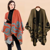 Fitshinling Auspicious Cloud Pattern Winter Shawls And Wraps Bohemian Fringe Oversized Womens Winter Ponchos And Capes
