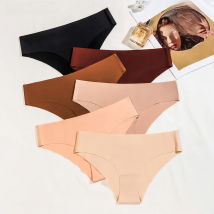 3 Pcs Set Seamless Panties for Women Breathable Low Waist Sexy Underwear Solid Silk Briefs Invisible Seamless Panties Woman