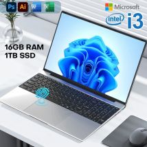 Computer portatile Windows 11 Pro con processore Intel Core i3-5005U, schermo da 15.6 pollici, 16GB di RAM DDR, SSD da 1TB, computer per ufficio, PC con sblocco tramite impronta digitale.