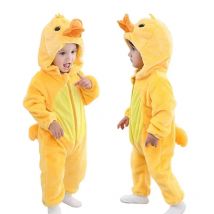 Umorden Baby Yellow Duck Costume Cosplay Kigurumi Cartoon Animal Rompers Infant Toddler Jumpsuit Flannel Halloween Fancy Dress