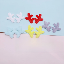 50Pairs/Lot 2.8*3.5CM Two Side Felt 3D Deer Antler Padded Appliques For DIY Christmas Ornaments Hair Clip Decoration Patches