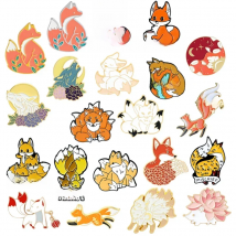 Cartoon Little Fox Enamel Pins Custom Mini Animal Brooch for Kids Friends Bag Lapel Pin Badges Jewelry New Year's Gift Wholesale