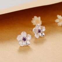 Real 925 Sterling Silver Flower Stud Earrings for Women Girls Fashion sterling-silver-jewelry brincos brinco