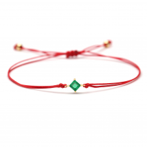 Simple Green Stone Thin Cord Braided Bracelet Women Men 2019 New Fashion Tiny Green Semi-precious Stone Red Black String Jewel
