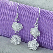 DOTEFFIL 925 Sterling Silver Rose Flower Drop Earrings For Woman Wedding Engagement Fashion Party Charm Jewelry