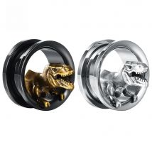 KUBOOZ Dinosaur Screw Ear Gauges Stainless Steel Stretching Piercing Rings Fashion Expander Plugs Body Jewelry