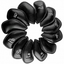 12pcs / Set Thick Synthetic Leather Golf Iron Head Covers Set Headcover Fit All Brands for Callaway Ping Taylormade Cobra Etc