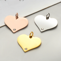 5pcs/Lot Stainless Steel Mirror Polished Heart with Zircon Charms Pendants for DIY Jewelry Making Accessories 20/25mm