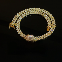 Grandbling Custom Name Necklace with Heart Rhinestone Cuban Chain Word Necklace  Iced Out CZ Personalized Hiphop Jewelry