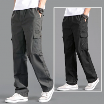 Men's Cargo Pants Loose Straight Pants Plus Size Clothing Work Wear Korean Japanese Joggers Homme Sports Cotton Casual Trousers