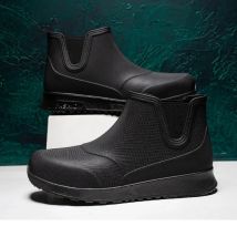 Black Rain Shoes for Men Rubber Shoe Platform Ankle Boots 2025 Autumn Winter Slip on Booties Boots for Men Waterproof Work Botas
