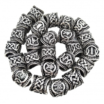 24Pcs Runic Runes Metal Beads Viking Jewelry Bead For Hair Beard Braided Charms Bracelet Making Jewerly Craft Wholesale Supplies