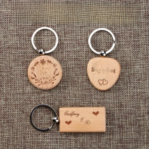 2025 Free Laser Logo Blank Round Rectangle Wooden Key Chain DIY Promotion Wood Keychains Wedding Gift