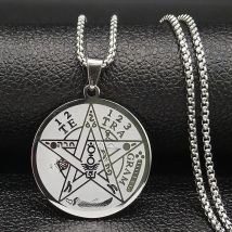 Witchcraft Pentagram Stainless Steel Necklace Chain for Men Jewish Hebrew Tetragrammaton Necklace Pentacle Jewelry N1163