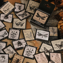 Journamm 44-46pcs Vintage Stickers Cute Flower Sticky DIY Scrapbooking Decor Junk Journal Collage Photo Album Sticker Stationery