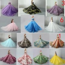Limited Handmade Wedding Dress For Barbie Doll Outfits Princess Evening Party Ball Long Gown Skirt Bridal Dress Accessories