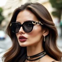 Vintage y2k Cat Eye Gold Snake Sunglasses Women For Men Sun Glasses Punk Popular Sexy Ladies Luxury Brand Designer Shades UV400