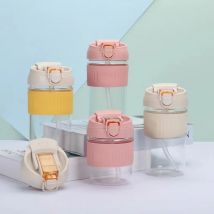 Holaroom Glass Water Bottle Portable Coffee Mug With Straw Anti-scalding Glass Bottle Practical Milk Tea Drinking Cup Drinkware