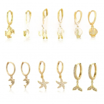 Bohemia Shiny Zircon Fish Bone Hoop Earrings for Fashion Women  Ocean Series Cute Animal Jewelry Accessories Brincos Pendientess