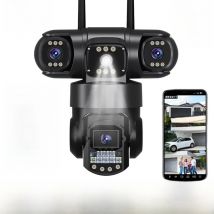 WiFi IP Camera 10X Zoom 3 Lens Three Screens Outdoor CCTV Video Surveillance Auto Tracking 12MP PTZ Home Security Camera