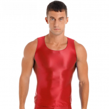 Mens Oil Shiny Glossy Tank Tops Sleeveless Slim Fit Vest Tshirts Fitness Gym Sport Satin Shirts Rave Party Clubwear Swimwear