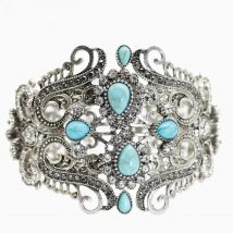 Ethnic Turkish Women Broadside Bangles Cuff Bracelets Free Size Antique Gold Color Resin Wedding Jewelry Gifts 2019