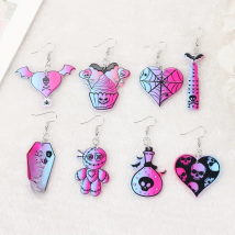 1 Pair Fashion Pastel Goth Halloween RIP Skull Poison Bottle  Dangle Earrings For Girls Women Birthday Gift  Jewelry