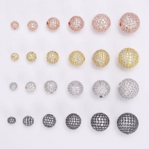 Beads for Jewelry Making Gold Silver Color Accessories Paved Zircon Spacer Bead String Beaded Diy Necklace Bracelet Chain Charms
